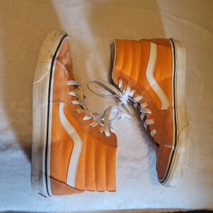 Vans Orange Leather High-Top Women's Shoes, US 10